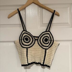 Zara Cream and Black Crochet Top